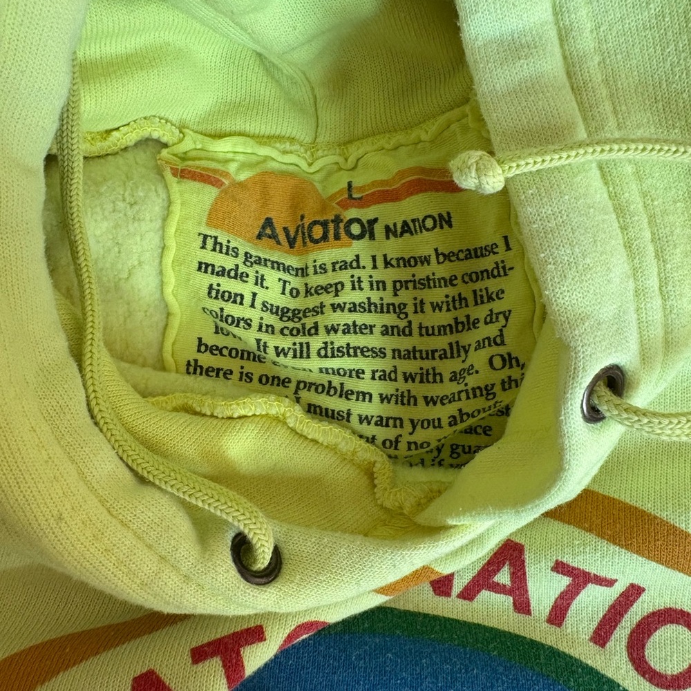 Aviator Nation Neon Hoodie With Rainbow Emblem View 4